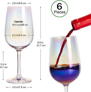 Ensemble de 6 verres <span class=keywords><strong>à</strong></span> <span class=keywords><strong>vin</strong></span> rouge, 17 once, jeu de 6 verres <span class=keywords><strong>à</strong></span> <span class=keywords><strong>vin</strong></span> <span class=keywords><strong>irisé</strong></span>, <span class=keywords><strong>verre</strong></span> transparent en cristal, de qualité supérieure sans plomb - Product Image 6