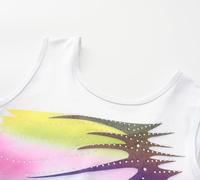 Nouveau design, justaucorps de gymnastique rythmique pour filles, enfants, en spandex, sans manches, avec strass, de haute qualité et à prix abordable