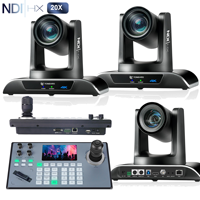 Lot de 2 caméras PTZ 4K NDI avec suivi automatique IA 20X, SDI/HDMI/USB/LAN pour événements religieux, diffusion en direct et studio TV