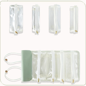Bolsa de Cosméticos Desmontable Multifuncional, Organizador de Maquillaje de Viaje, Color Beige, Verde Matcha, Rosa Claro, Gris Claro, Color Sólido - Product Image 5