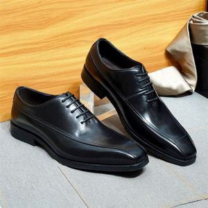 Chaussures Oxford habillées pour hommes en cuir véritable faites à la main haut de gamme 2025, style décontracté à bout carré, pour usage quotidien professionnel et mariage - Product Image 2