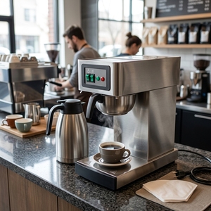 เครื่องชงกาแฟสแตนเลสแบบอัตโนมัติสำหรับร้านอาหาร พร้อมเตาอุ่น - Product Image 1