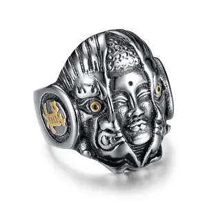 最便宜的个性印度头骨钛锻造阿拉伯男子戒指
