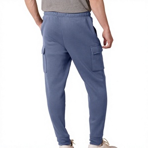 Men's Blue Cargo Jogger Sweatpants Elastic Waist <b>Drawstring</b> Multiple Pockets Casual Fleece Pants Autumn Wear Cargo <b>Trousers</b> - Product Image 2