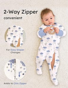 Bộ đồ liền thân ngủ cho bé sơ sinh, trẻ nhỏ, chất liệu cotton tre 100%, tay dài, giữ ấm, bán buôn - Product Image 3