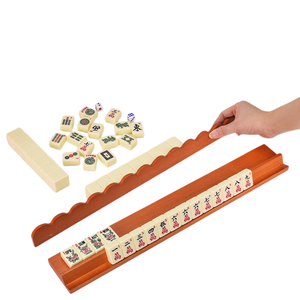 Grands supports de mahjong américains professionnels en bois de 17 pouces avec pousseurs pour tuiles surdimensionnées, design moderne, pour casino et <span class=keywords><strong>poker</strong></span> - Product Image 1