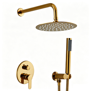 Ensemble de douche mural moderne doré en gros, avec sortie supérieure en acier inoxydable optionnelle de 8 à 16 pouces, en laiton, pour salle de bain - Product Image 1