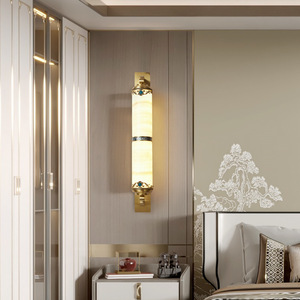 Chinese Style <b>Wall</b> Lamp Marble Shade Led <b>Light</b> Source E27 Bulb Base For Living Room Bedroom Tv Background <b>Wall</b> Lighting - Product Image 2