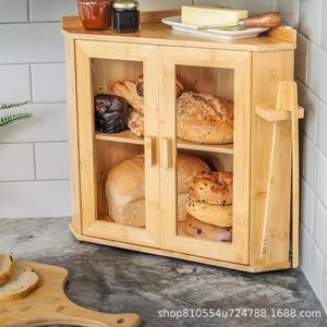 Boîte à pain en bambou à double couche, en acrylique transparent, pour la cuisine, grande capacité, boîte de conservation du pain - Product Image 1