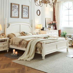 Cama de Madera Maciza de Cerezo de 1.8m, Color Blanco, Muebles Diorbao para Dormitorio - Product Image 4