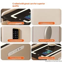 Table de chevet intelligente multifonctionnelle haut de gamme sans installation, multiprise, verrouillage par mot de passe, chargement sans fil, armoire en bois pour chambre à coucher