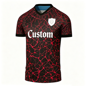 Camiseta de Fútbol Sublimada Personalizada, Cuello en V, Mangas Cortas, 100% Poliéster Malla, Impresión Digital, Secado Rápido, Uniforme Unisex para Adultos - Product Image 1