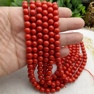 Exquisite 8 mm rote runde Korallen perlen lose Perlen 2022 Großhandel gefärbte Korallen bambus perlen