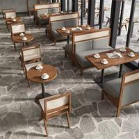 Ensemble de sièges modulaires modernes en bois massif pour restaurant, combinaison de banquette en cuir pour restaurant, café, mobilier