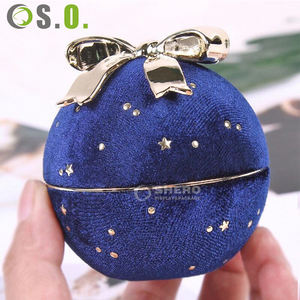 Shero Elegant Luxury Premium Dreamy Starry Velvet Round Jewelry <b>Box</b> with Bow Custom Color Size for <b>Proposal</b> <b>Ring</b> - Product Image 2