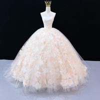 Robe de mariée Jancember JFH172, magnifique robe de mariée en tulle ivoire sans bretelles, fleurs 3D