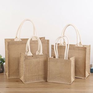 Sacs fourre-tout réutilisables écologiques avec logo personnalisé, cadeaux promotionnels, sacs fourre-tout en coton recyclé, sacs fourre-tout en jute pour mariage - Product Image 1