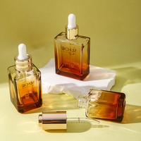 Yeni tasarım düz omuz 30ml 50ml 100ml yarı saydam kozmetik cam damlalık Serum yağ şişesi