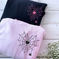 Özel işlemeli örümcek Web kalp Hoodie Sweatshirt 3D yeni yıl günü hediye çiftler için örme payetli rozeti kışlık kıyafet