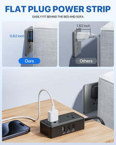 Regleta de Enchufes Plana Compacta de 5 Metros con 2 Tomas de CA y 3 Puertos USB, Protector Contra Sobretensiones para Viajes, Oficina y Hogar - Product Image 4