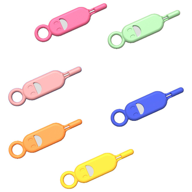 Smiley Face Anti-Lost SIM Card Pin Case Portable Keychain SIM Memory Card Holder Phone SIM Card Removal Ejector Pin Tool
