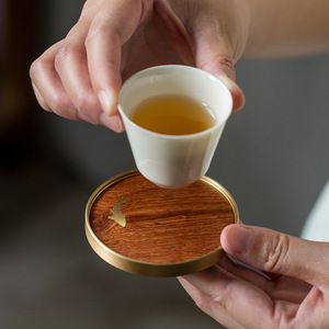 Wooden Teacup Coaster Round Heat Insulating For Kung Fu <b>Tea</b> <b>Set</b> Afternoon <b>Tea</b> Use - Product Image 2