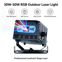 IP65 Wasserdichter RGB-Laser-Projektor 30W 50W für Außeneinsatz, Bühnenbeleuchtung, Wassershow und Gebäudebeleuchtung