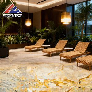 Lastra di Marmo Giallo Dorato Naturale Lucidato Direttamente dalla Fabbrica Wenlei per Pavimenti e Pareti di Hotel, Cucine e Ville - Impermeabile - Product Image 2