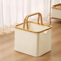 Panier à linge pliable en toile OEM, panier de rangement pour jouets d'enfants, panier à linge en bambou avec poignée pour buanderie, vente en gros