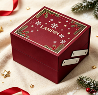 Boîte cadeau rigide à double couche, entièrement personnalisée, écologique, rectangulaire, édition limitée de Noël, avec gaufrage à chaud doré et intérieur personnalisé, adaptée aux aliments