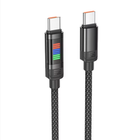 Kabel Pengisian Cepat USB Type C ke Type C 5A/6A 240W dengan Layar LED Penunjuk Daya, Kabel Data Pengisian Cepat PD Berjalin dengan E Mark