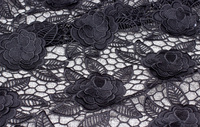 Tissu en dentelle noire soluble dans l'eau, 100% polyester de haute qualité, nouvelle collection