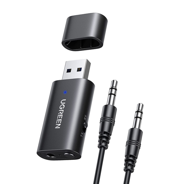 UGREEN 5.1 Transmitter Receiver 2 in 1 Wireless USB Adapter Built-in Microphone 3.5mm Audio Dongle