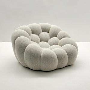 Fluffy Petal Chair Design <b>White</b> Velvet Recliner Sofa for Living Room or Hotel Balcony Contemporary Accent Leisure Armchair - Product Image 1