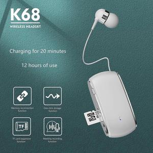 Auriculares Inalámbricos K68 con Clip de Solapa, Compatibles con Tarjeta TF, Reproductor MP3, Grabación de Reuniones de Oficina, Auriculares Bluetooth de un Solo Oído - Product Image 2