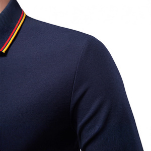 Chemise à manches longues pour homme, bleu marine, polyester, col classique, vêtement de loisirs respirant et décontracté - Product Image 2