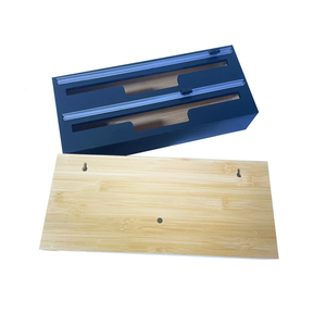 Haute Qualité Rectangle Bambou <span class=keywords><strong>Cling</strong></span> Film Feuille D'aluminium Boîte De Coupe Sculpté Couteau De Coupe Rotatif En Plastique Distributeur D'emballage QYBAMBOO - Product Image 1