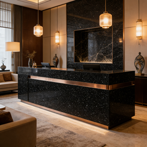 Bull Black Big Slab for Hotel <b>Kitchen</b> Bathroom Countertops with 3D Model Design - Product Image 2