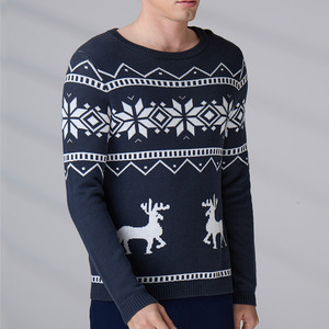 Custom LOGO OEM Christmas Sweater Jacquard Pattern <b>Jumper</b> Long Sleeve Knitwear Winter Knitted Ugly Christmas Sweater Men - Product Image 3