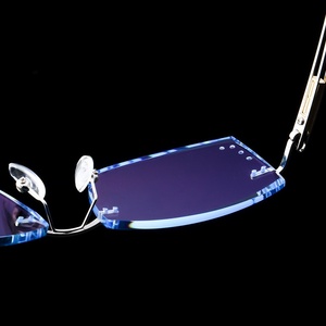 Gafas graduadas de corte de diamante sin montura azul degradado de moda, gafas de miopía progresivas personalizadas para hombres y mujeres - Product Image 3