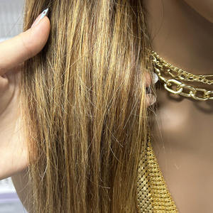 Perruque bandeau longue et droite en cheveux humains bruts, densité 200%, couleur 4/27, 20 pouces, personnalisée, en soie glacée, pour femmes - Product Image 4