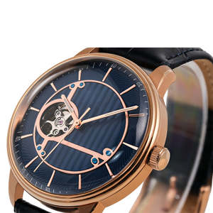Montre mécanique la plus vendue 2025 avec cadran squelette en or rose et bracelet en cuir pour homme - Product Image 4