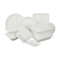 Boîte à lunch biodégradable jetable en bagasse de canne à sucre à 3 compartiments avec couvercle