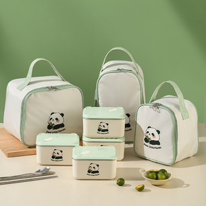 Hộp đựng thức ăn trưa bằng kim loại hình vuông di động, chất liệu thép không gỉ 304, kèm nắp và túi giữ nhiệt - Product Image 3