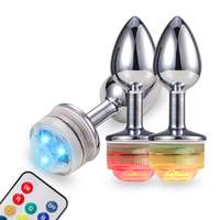 Lanzhe LED Butt Plug pour Couples, Plug Anal Métallique Lumineux Coloré avec Télécommande, Étanche, Jeux Sexuels