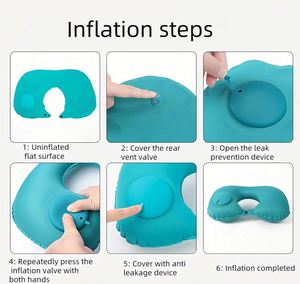 Almohada de Viaje de Inflado y Desinflado Rápido - Soporte Cervical Ajustable con Hebillas, Diseño Compacto y Portátil, Transpirable - Product Image 4