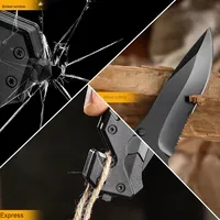 Couteau pliant de survie d'urgence pour barbecue en acier inoxydable Portable outil de fenêtre cassé multifonctionnel lave-vaisselle sûr pour droitier