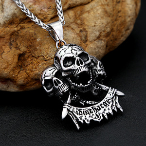 yunnique Pendentif Crâne en Acier Inoxydable pour Homme, Collier Punk, Chaîne en Acier Titane, Bijoux de Mode, Design Discharge - Product Image 4