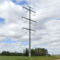Tour de transmission monopôle en acier galvanisé à chaud, conique, pylon tubulaire polygonal pour ligne électrique rurale