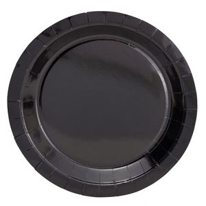 Vajilla Desechable Moderna de 24 Piezas, Artículos para Fiestas, Platos, Servilletas y Vasos de Papel Negro para 24 Personas - Product Image 1